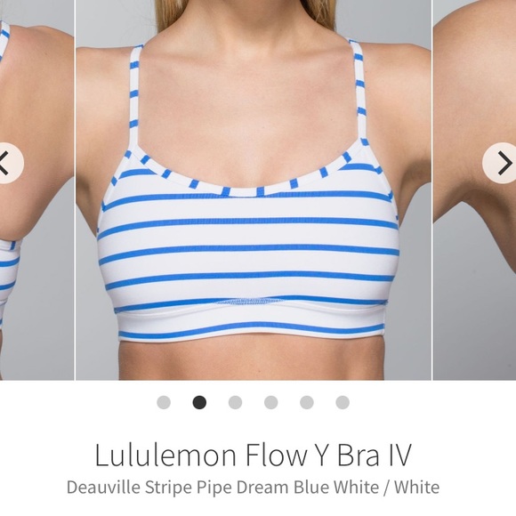 LULULEMON Blue & White Stripe Flow Y Bra size 4 - Picture 2 of 11